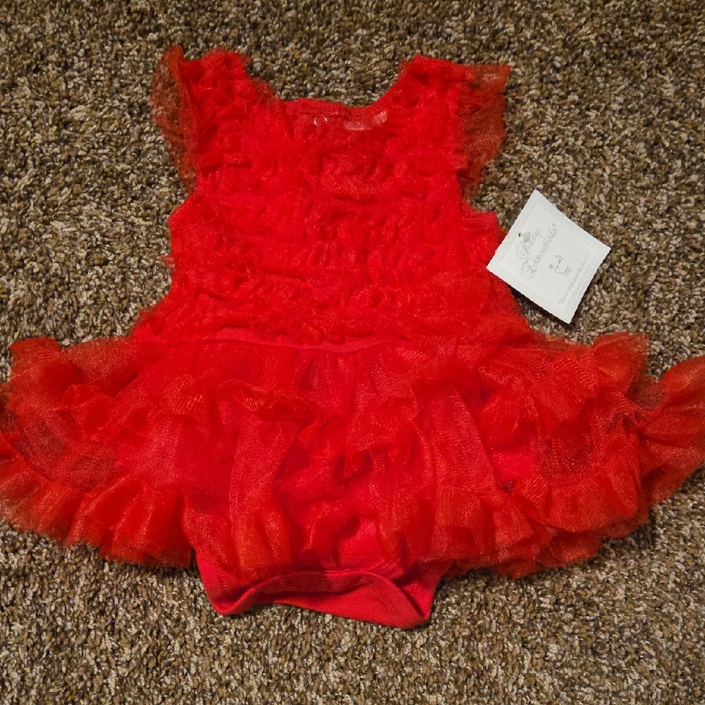 Baby Essentials Red Ruffled Formal Dress